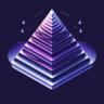 Metaphysical Life Soulutions mark, a glowing purple pyramid